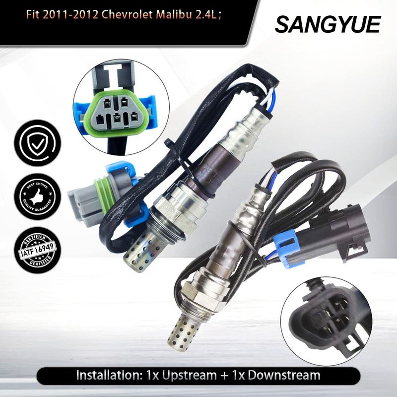 Sangyue 2X Oxygen Sensor 1 & 2 for 2011-2012 Chevrolet Malibu 2.4L Upstream + Downstream - Image 2